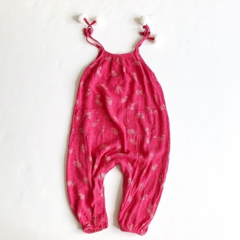 Jessica Simpson soft pom jumpsuit EUC 18 months